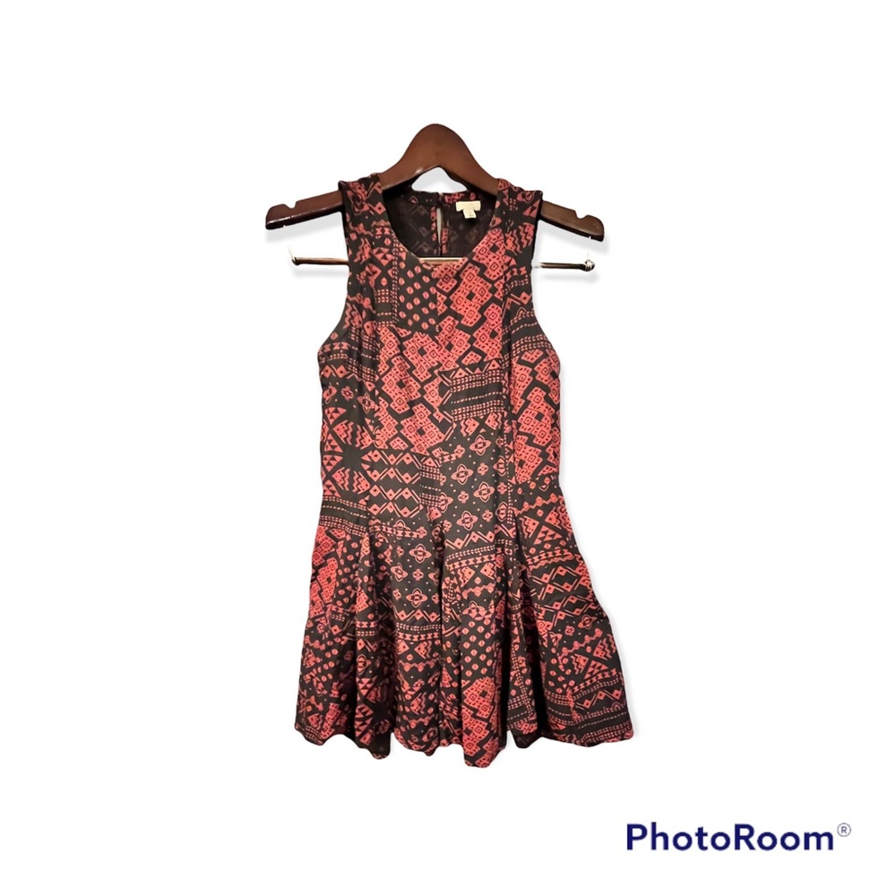 Ecote Boho Summer Dress Mini Womens XS Sleeveless red/black